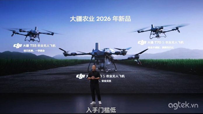 DJI gioi thieu 3 mau may bay moi DJI T55, DJI T70S, DJI T100S DJI gioi thieu 3 mau may bay moi DJI T55, DJI T70S, DJI T100S